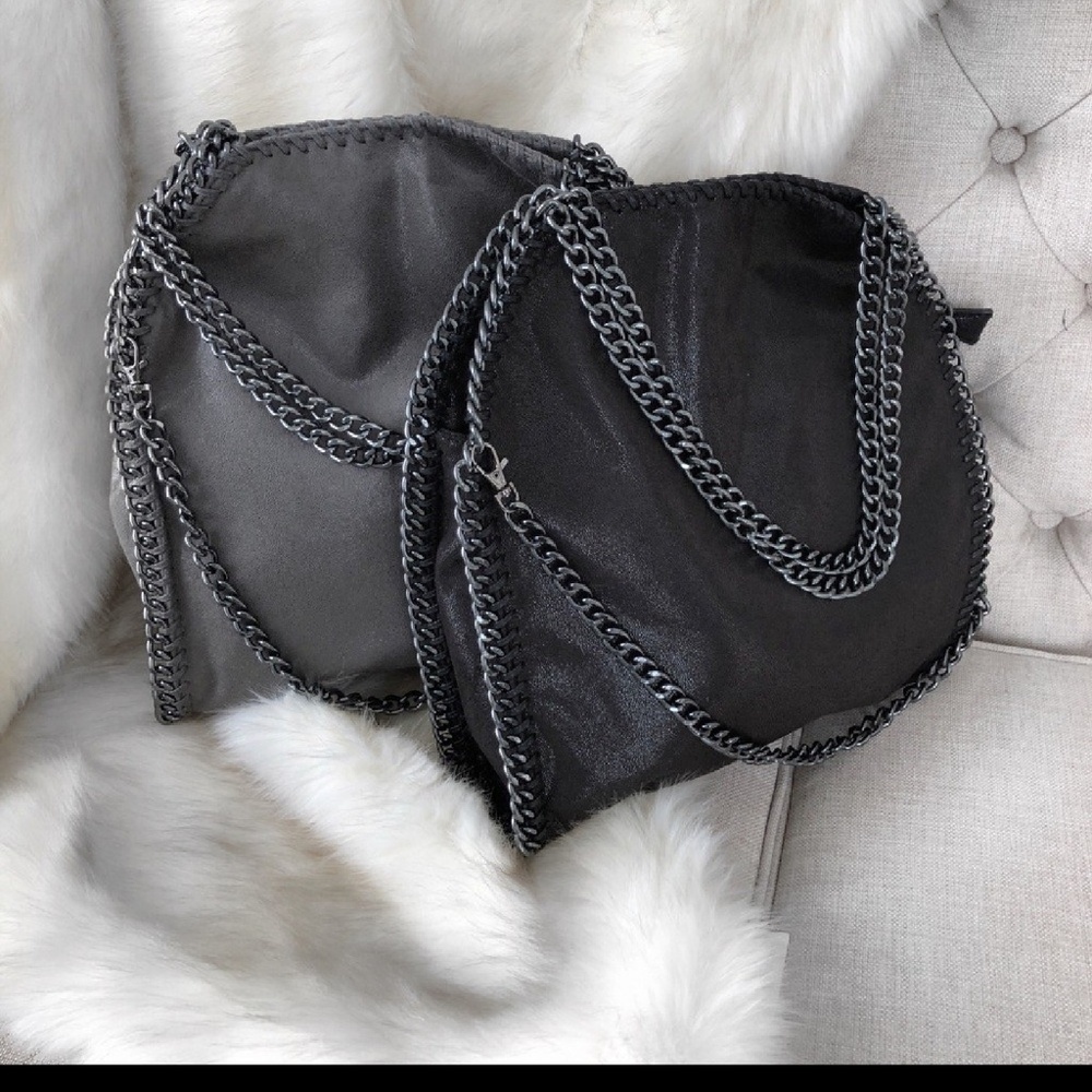 Stella Black tote with gunmetal chains